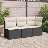 VidaXL Tuinstoel Poly Rattan Zwart met Kussens - 46% Korting