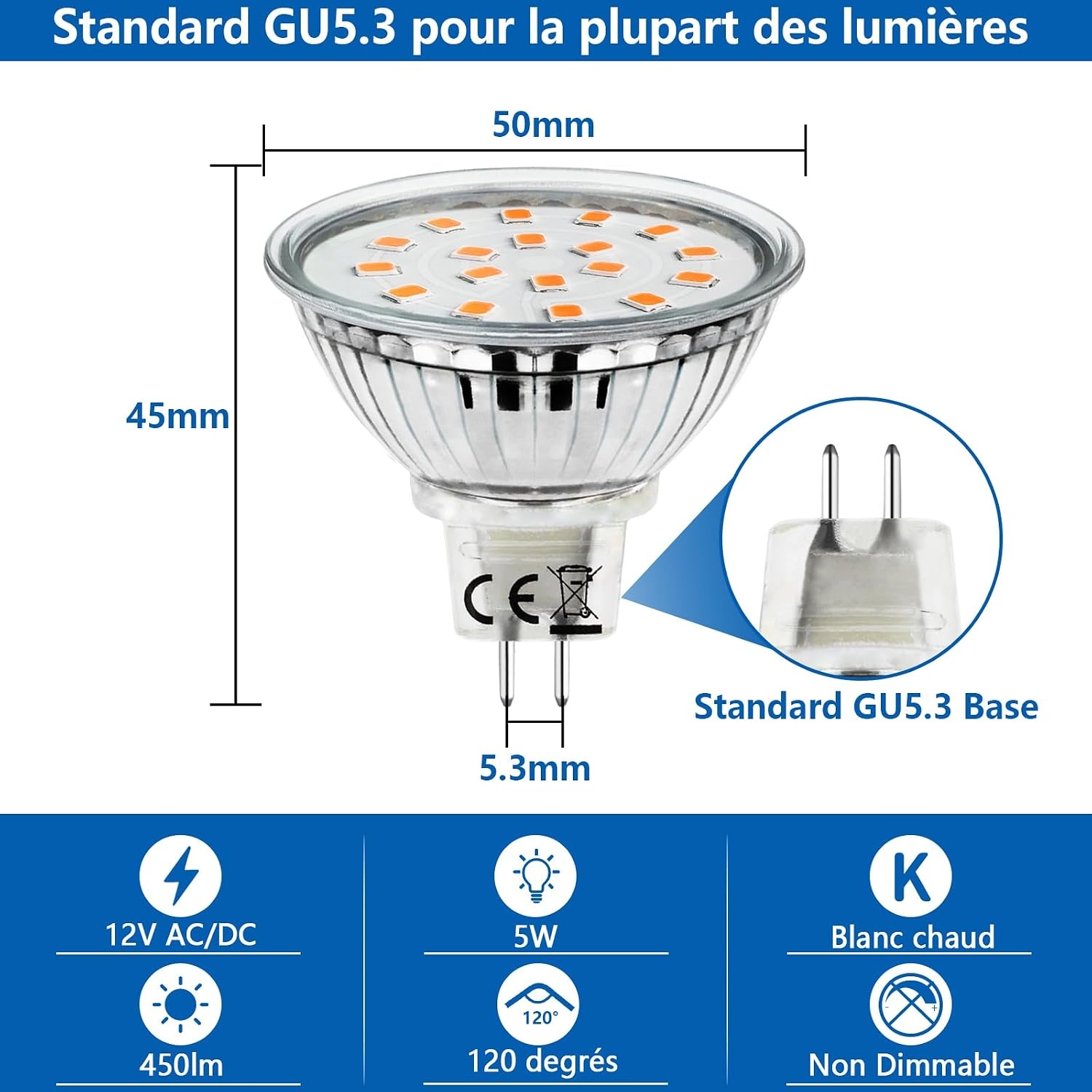 LED Lampen MR16 GU5.3 5W Warm Wit (6-pack) - 43% Korting
