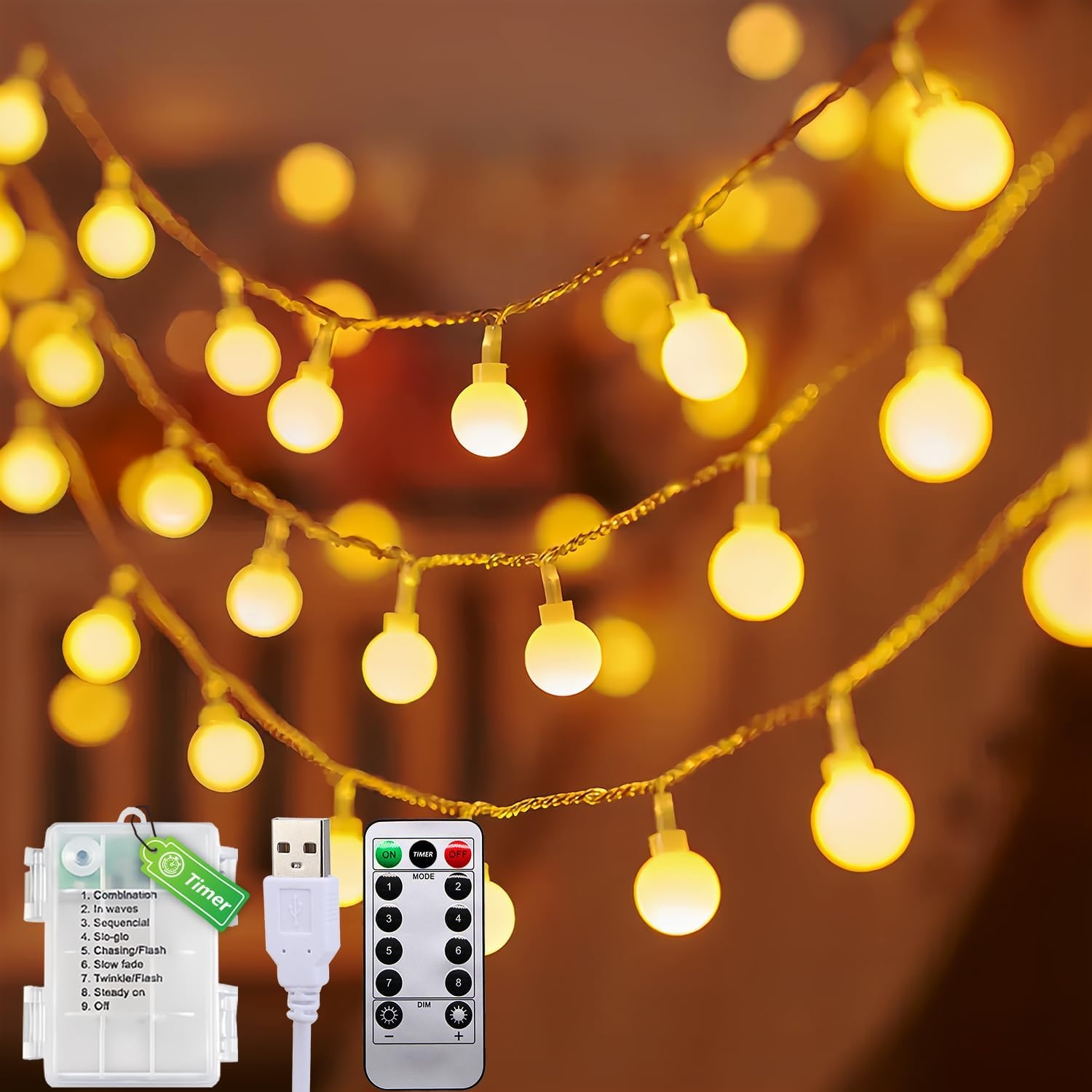 Taiyongkang LED Fairy Lights - 6 Meter - 40 LED - Warm Wit - Met Afstandsbediening en Timer
