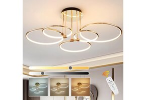 Gouden LED Plafondlamp Kroonluchter 5 Ringen 108W | 41% Korting
