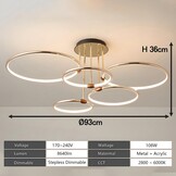 5-Rings Gouden LED Plafondlamp met Afstandsbediening - 47% Korting