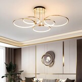 5-Rings Gouden LED Plafondlamp met Afstandsbediening - 47% Korting