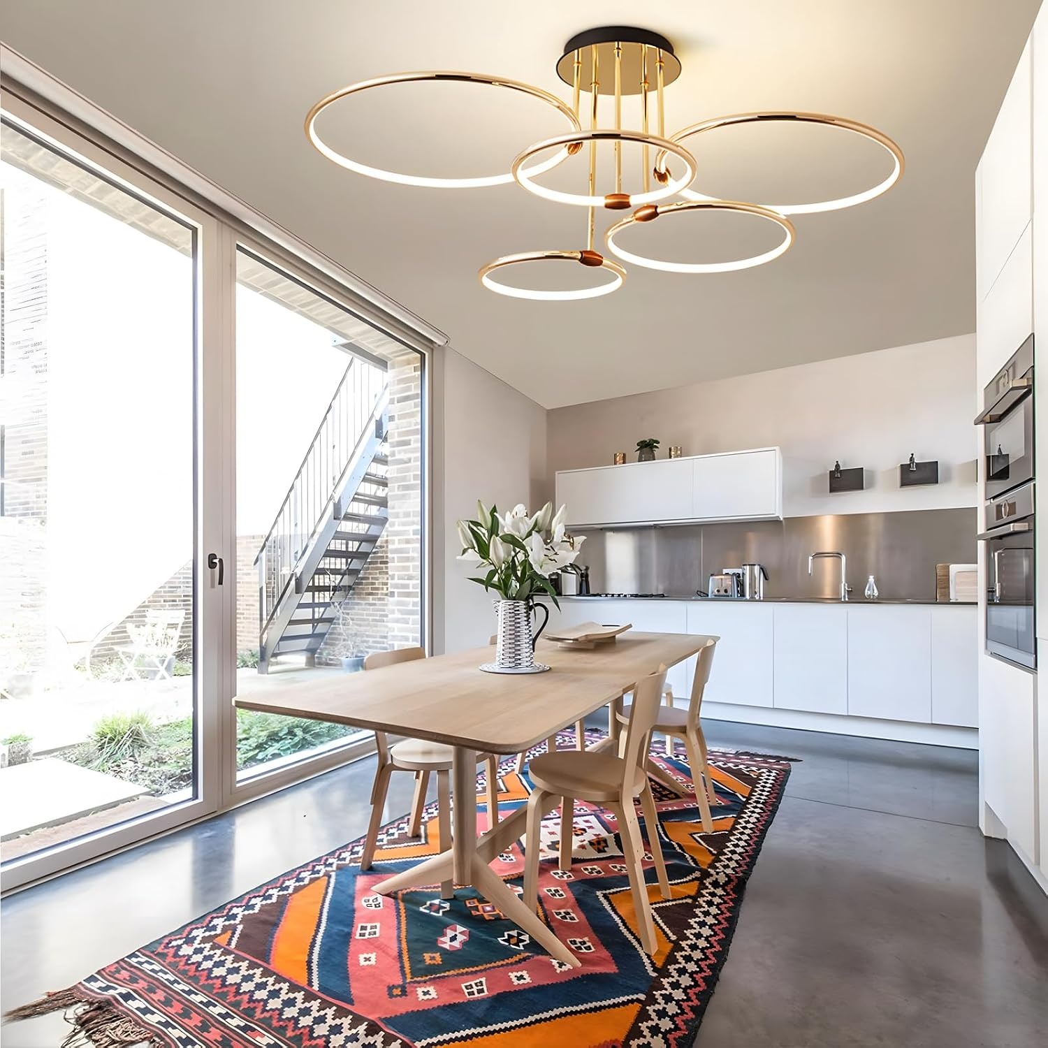 5-Rings Gouden LED Plafondlamp met Afstandsbediening - 47% Korting