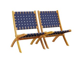 vidaXL Tuinstoelen 2 st inklapbaar acaciahout en stof donkerblauw