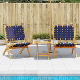vidaXL Tuinstoelen 2 st inklapbaar acaciahout en stof donkerblauw