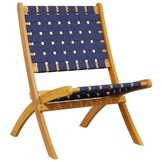 vidaXL Tuinstoelen 2 st inklapbaar acaciahout en stof donkerblauw