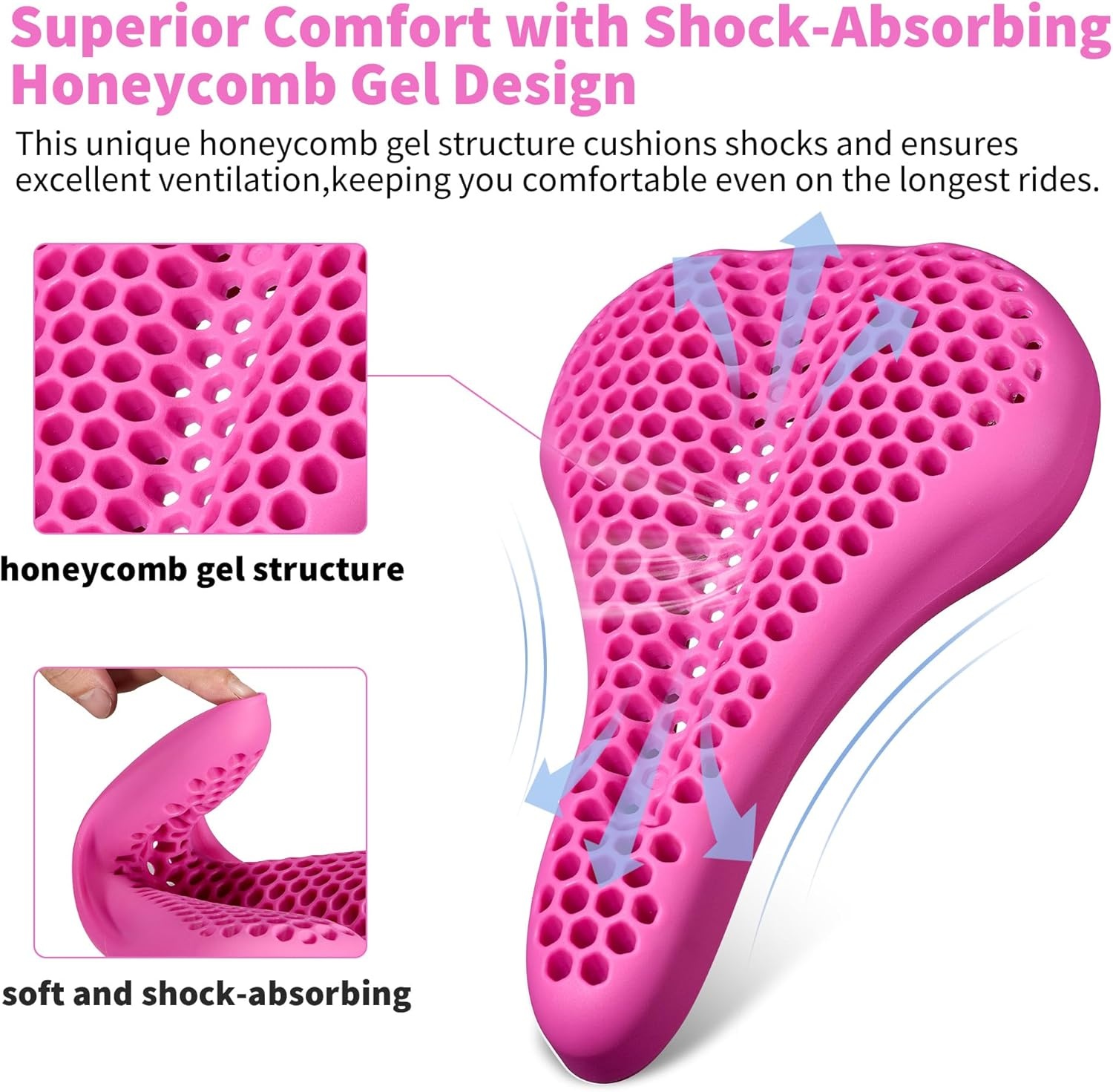 Roze Gel Fietszadelhoes 28x18 cm | Schokabsorberend & Drukverlagend | 57% Korting