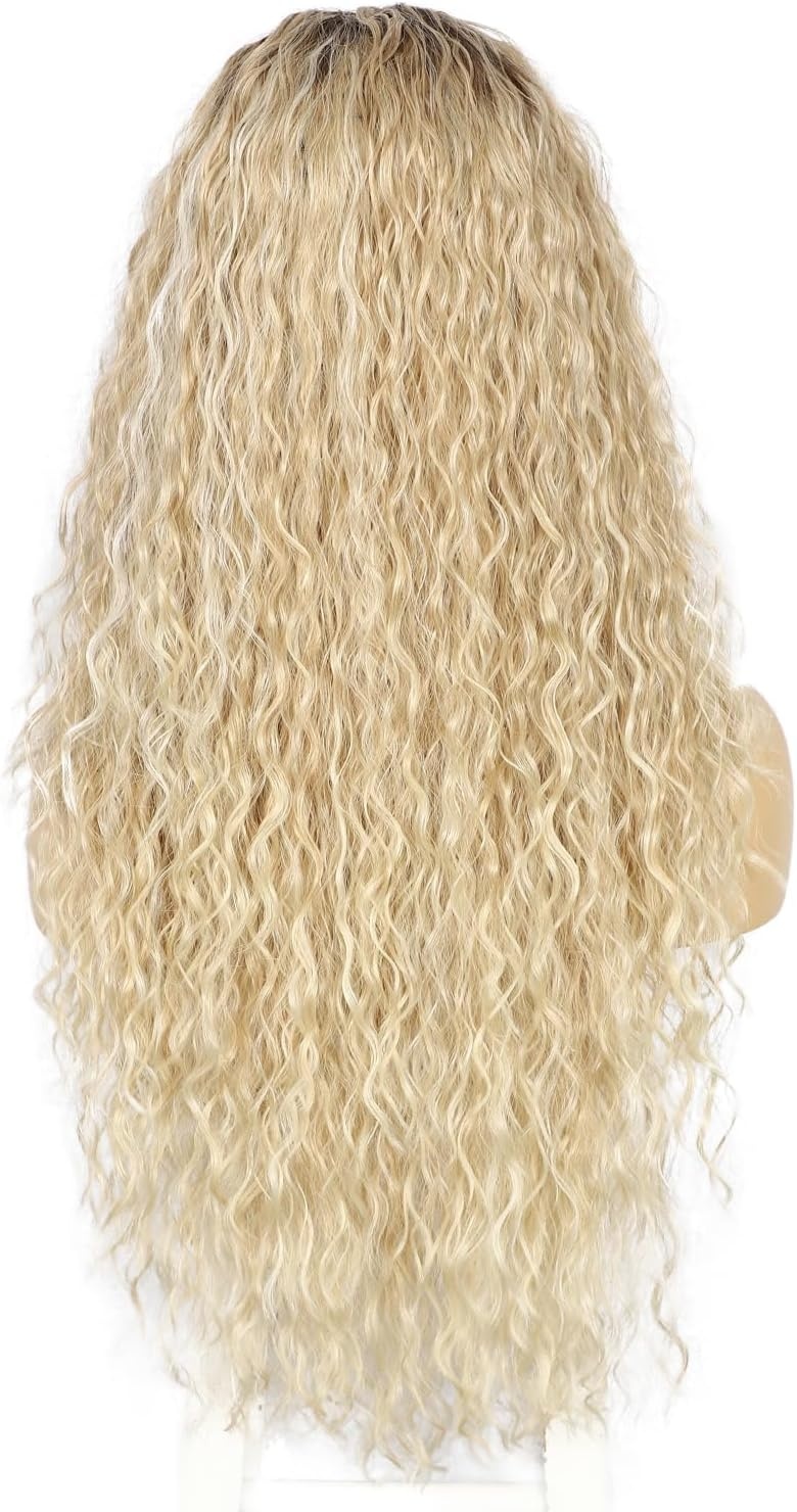 Krullende Blond Lace Front Pruik - Hittebestendig Synthetisch, 57% Korting