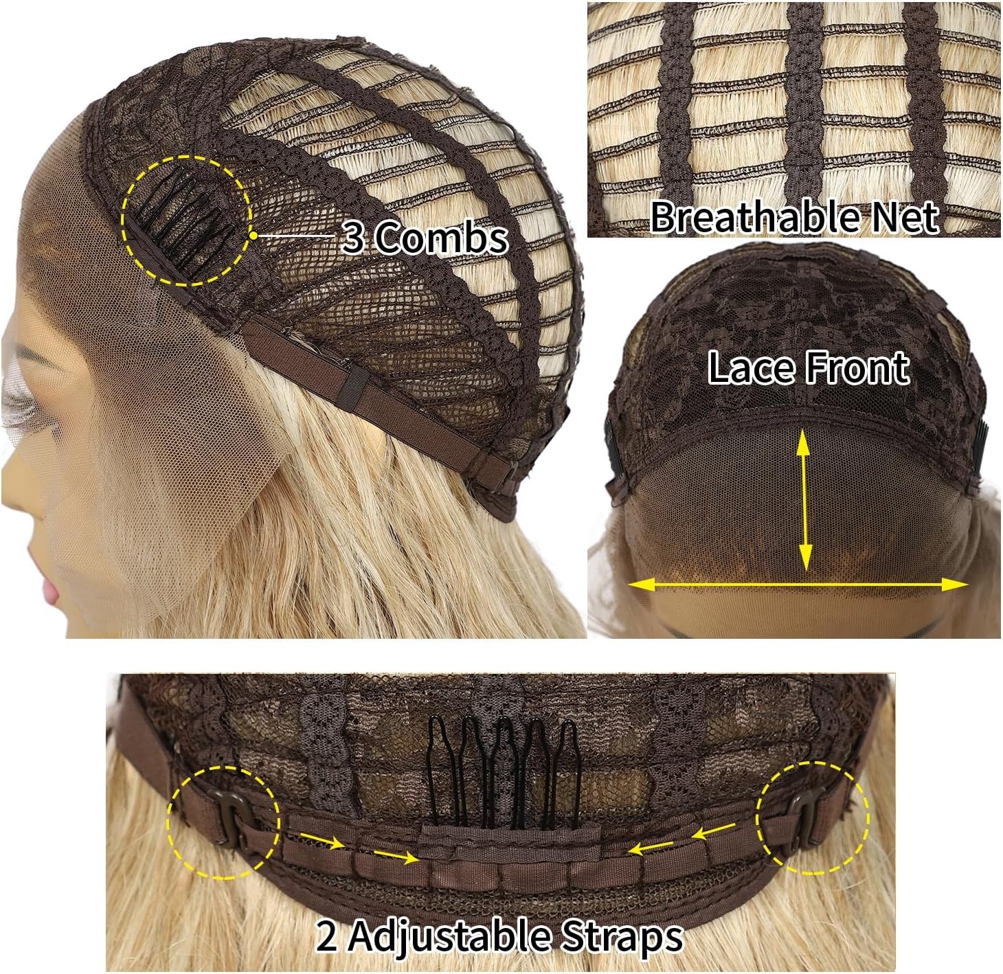 Krullende Blond Lace Front Pruik - Hittebestendig Synthetisch, 57% Korting