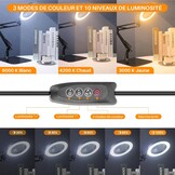 Vergrootglas, 10 x bureaulamp, vergrootglas met licht en standaard, led-leesvergrootglas met klemmen en basis, bureauvergrootlamp, 3 kleuren, 10 helderheid, voor lezen, repareren, knutselen