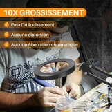 Vergrootglas, 10 x bureaulamp, vergrootglas met licht en standaard, led-leesvergrootglas met klemmen en basis, bureauvergrootlamp, 3 kleuren, 10 helderheid, voor lezen, repareren, knutselen