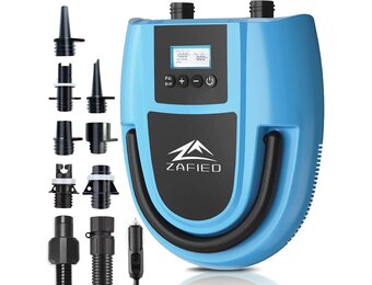 Sup 20 PSI hoge druk 12 V DC elektrische luchtpomp auto-off slimme draagbare pomp en deflator met twee niveaus digitaal lcd-display voor stand-up paddleboard, opblaasbare boot