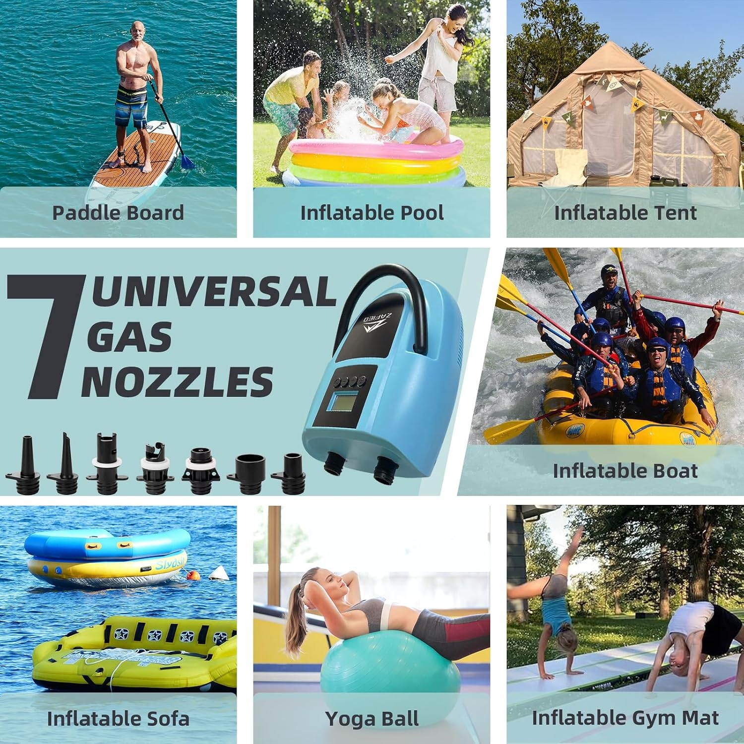 Sup 20 PSI hoge druk 12 V DC elektrische luchtpomp auto-off slimme draagbare pomp en deflator met twee niveaus digitaal lcd-display voor stand-up paddleboard, opblaasbare boot