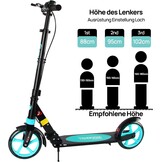 TENBOOM Step, volwassenen, inklapbaar, cityroller, in hoogte verstelbaar, voor kinderen, 10 jaar, step, 2 wielen, kickscooter met handrem en bel