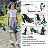 TENBOOM Step, volwassenen, inklapbaar, cityroller, in hoogte verstelbaar, voor kinderen, 10 jaar, step, 2 wielen, kickscooter met handrem en bel