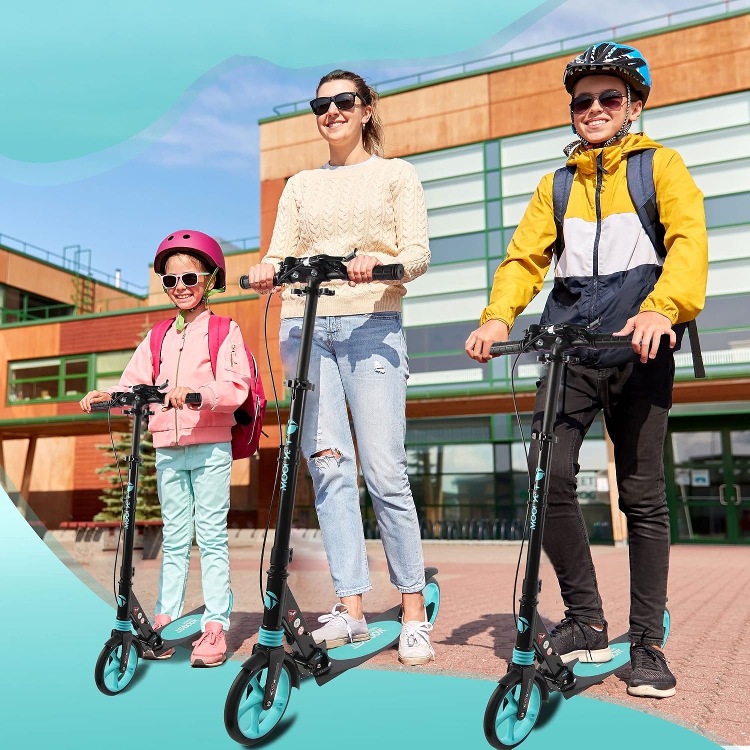 TENBOOM Step, volwassenen, inklapbaar, cityroller, in hoogte verstelbaar, voor kinderen, 10 jaar, step, 2 wielen, kickscooter met handrem en bel