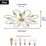 Qcyuui moderne 8-lichts plafondlamp industriële sputnik plafondlamp, E27 semi inbouw gouden kroonluchters verlichting voor woonkamer boerderij keuken (lamp niet inbegrepen)