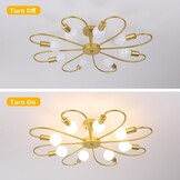 Qcyuui moderne 8-lichts plafondlamp industriële sputnik plafondlamp, E27 semi inbouw gouden kroonluchters verlichting voor woonkamer boerderij keuken (lamp niet inbegrepen)