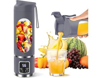EasySpeed Draagbare mixer, 450 ml persoonlijke mini-mixer, 1200 mAh elektrische USB type C over, 10 roestvrijstalen messen, 3 snelheidsinstellingen, voor reizen en kantoorgebruik, blauw