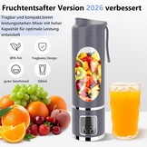 EasySpeed Draagbare mixer, 450 ml persoonlijke mini-mixer, 1200 mAh elektrische USB type C over, 10 roestvrijstalen messen, 3 snelheidsinstellingen, voor reizen en kantoorgebruik, blauw