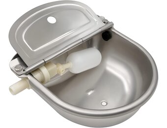 Automatische hondenwaterbak, roestvrij staal vee waterbak met afvoerplug en vlotterventiel voor hond, vee, varken, geit, schapen