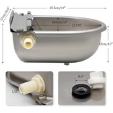 Automatische hondenwaterbak, roestvrij staal vee waterbak met afvoerplug en vlotterventiel voor hond, vee, varken, geit, schapen