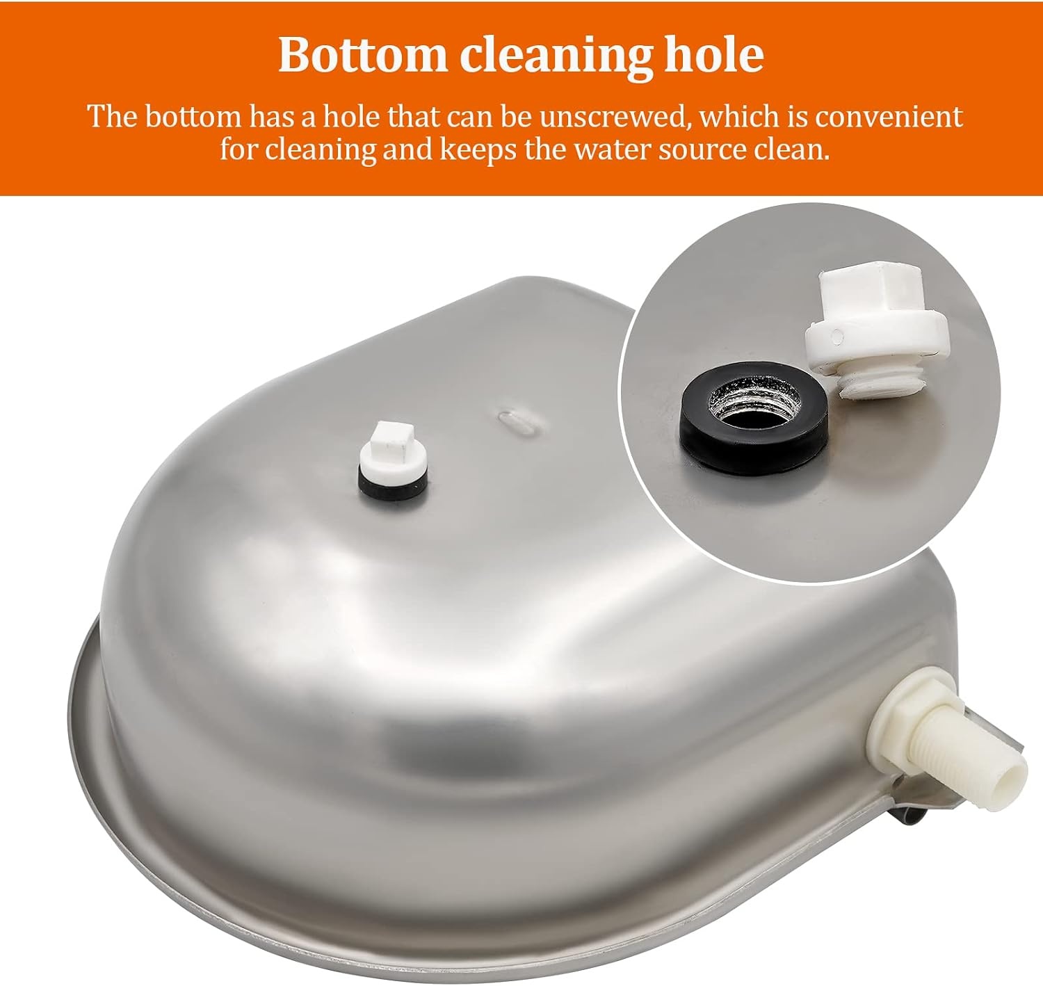 Automatische hondenwaterbak, roestvrij staal vee waterbak met afvoerplug en vlotterventiel voor hond, vee, varken, geit, schapen