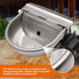 Automatische hondenwaterbak, roestvrij staal vee waterbak met afvoerplug en vlotterventiel voor hond, vee, varken, geit, schapen