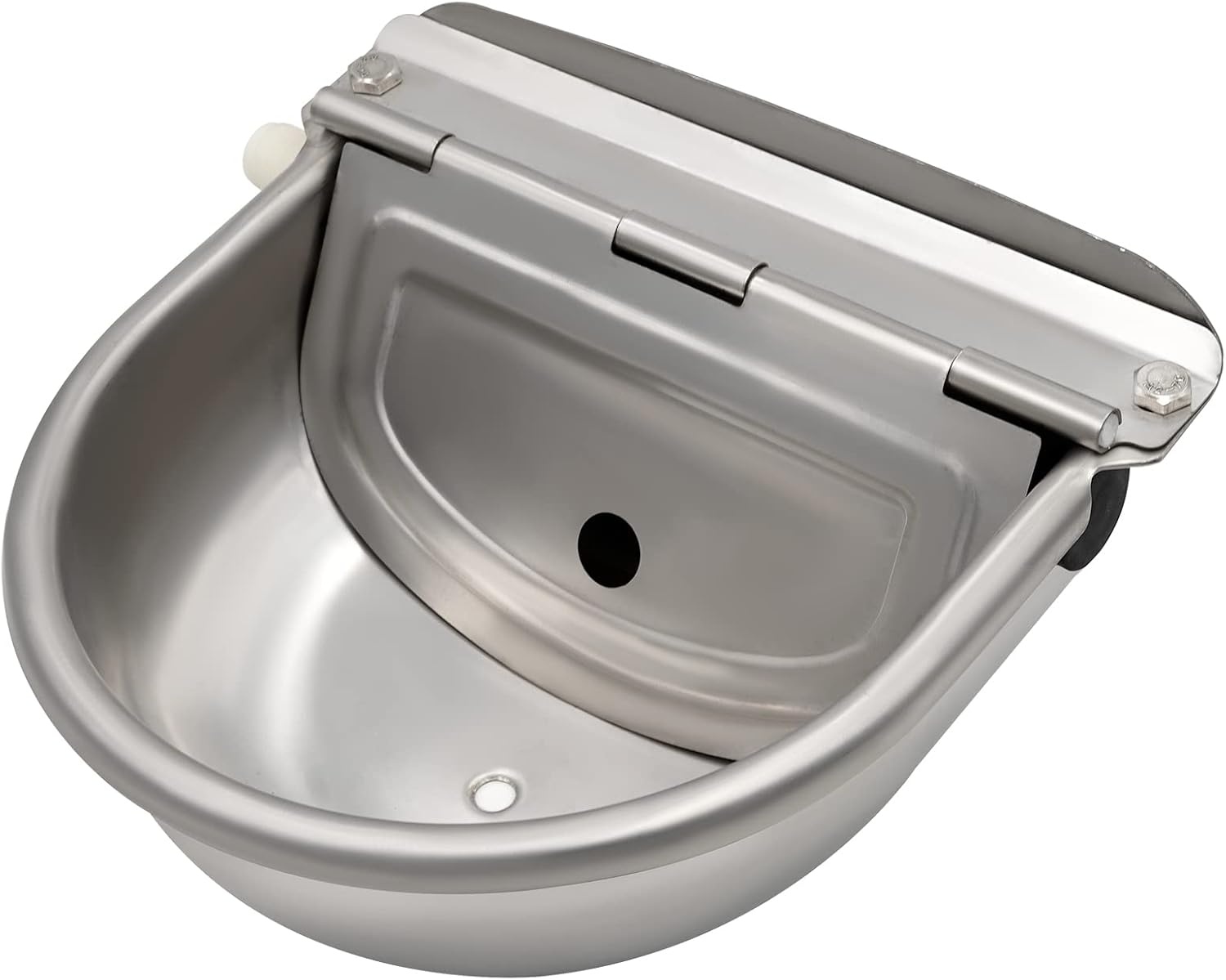 Automatische hondenwaterbak, roestvrij staal vee waterbak met afvoerplug en vlotterventiel voor hond, vee, varken, geit, schapen
