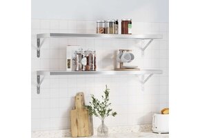 vidaXL Wandschappen (2 st.) - Roestvrijstaal, 100x30 cm - 46% Korting