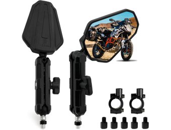 DREAMIZER Adventure Motorfietsspiegels, E24 Universeel 8mm 10mm Motorfiets Zijspiegels, 22mm 7/8" Stuur Achteruitkijkspiegels Compatibel met RZR YFZ 390 790 890 adv YFZ TRX90 ATV Quad Enduro Dirt Bike