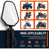 DREAMIZER Adventure Motorfietsspiegels, E24 Universeel 8mm 10mm Motorfiets Zijspiegels, 22mm 7/8" Stuur Achteruitkijkspiegels Compatibel met RZR YFZ 390 790 890 adv YFZ TRX90 ATV Quad Enduro Dirt Bike
