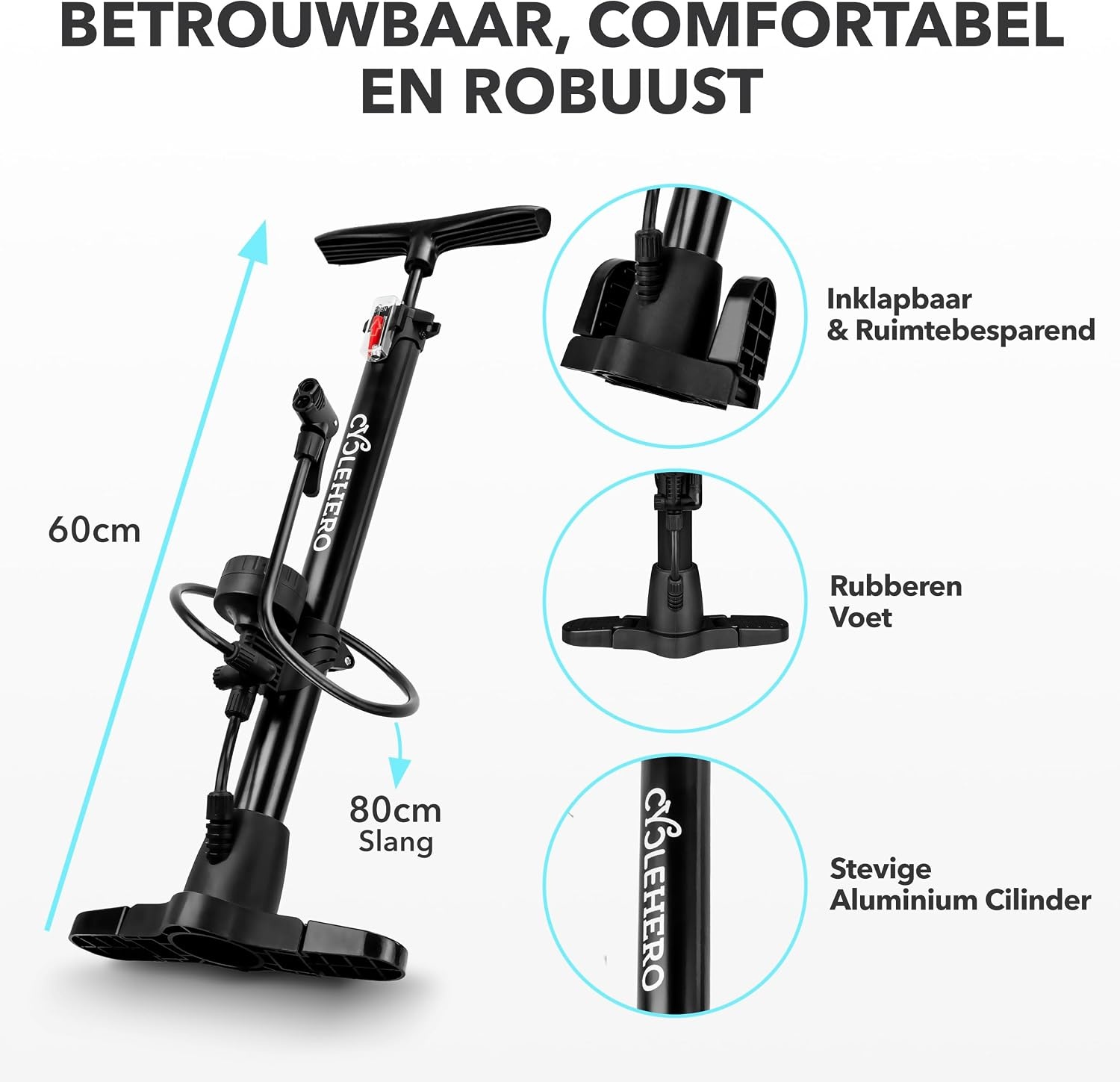 Voetpomp met Manometer & 58% Korting | Dubbelcilinder | Fietsbanden, Ballen, Matrassen