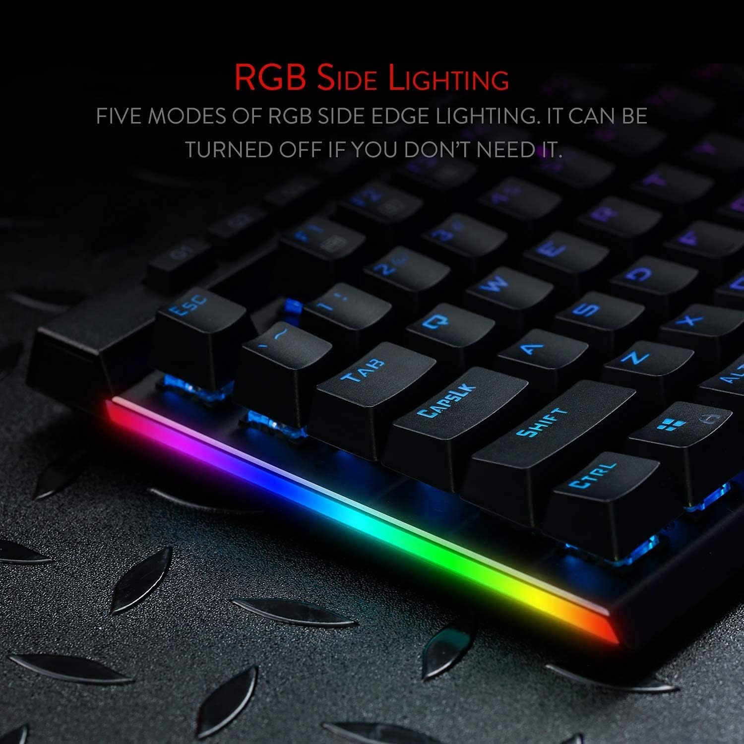 Redragon K580 VATA US-lay-out RGB LED achter verlicht mechanisch gaming-toetsenbord, bruine schakelaars, 104 toetsen anti-ghosting macrotoetsen en speciale mediatoetsen, ingebouwde macro-opname