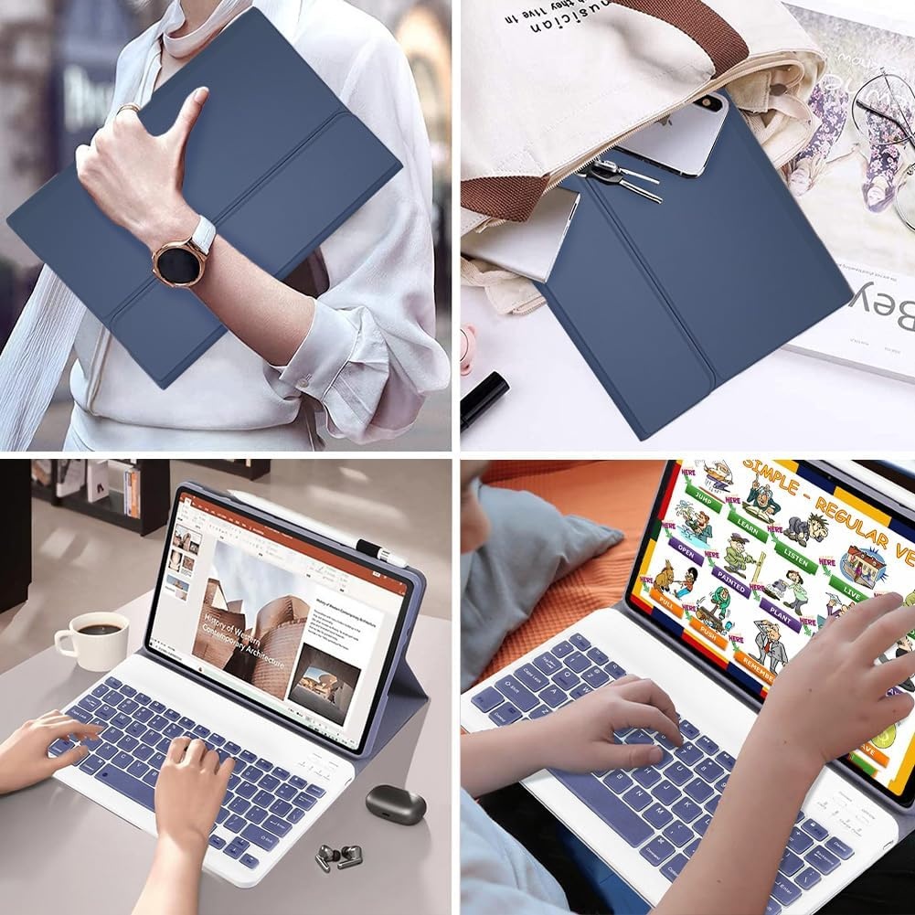 Toetsenbordhoes voor Lenovo Tab M11/K11/Idea Tab 11",violet | Idea Tab 11" TB336FU/TB330FU Hoesje met toetsenbord magnetisch afneembaar draadloos stand QWERTY