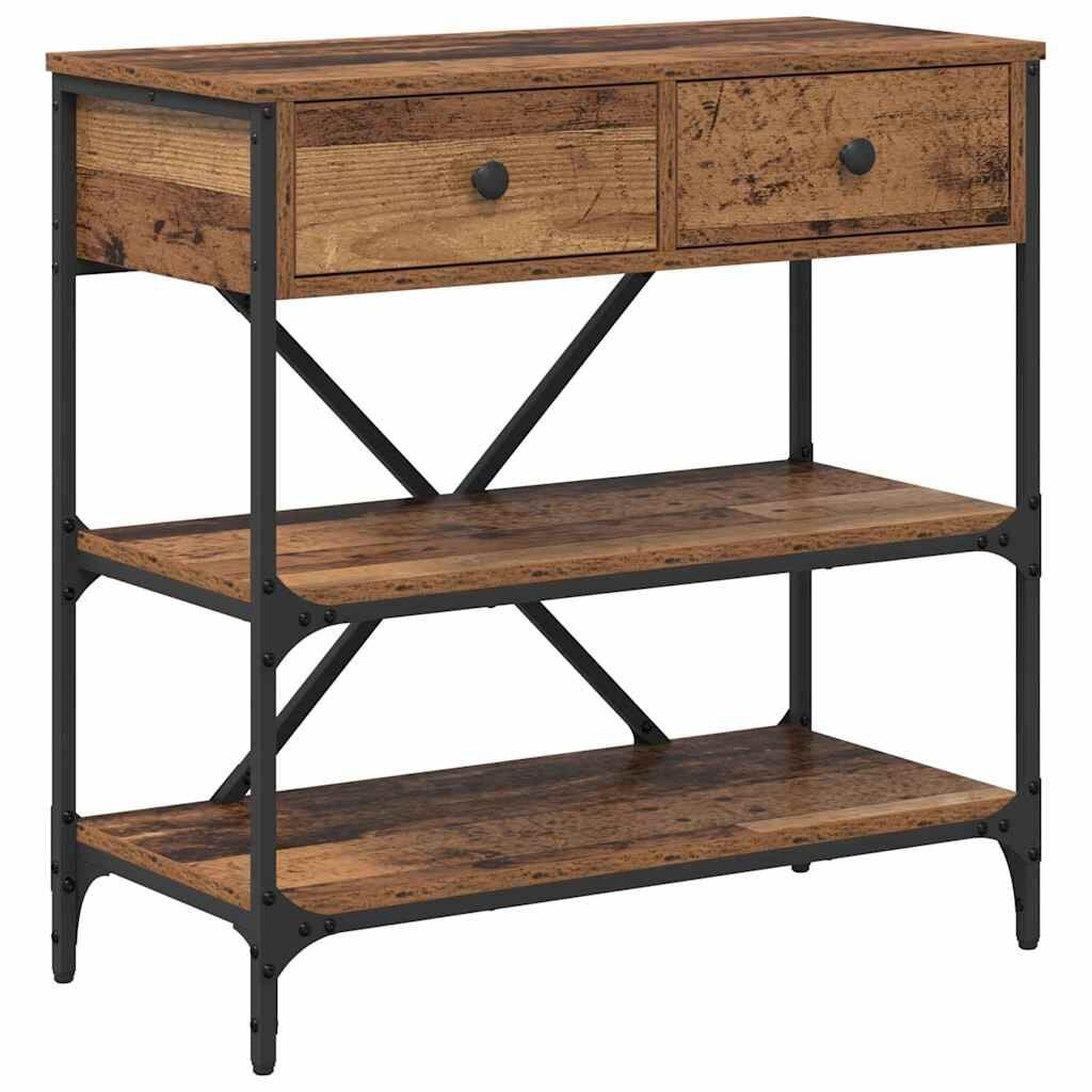 vidaXL Wandtafel met lade met plank Anders met opslag Oud hout