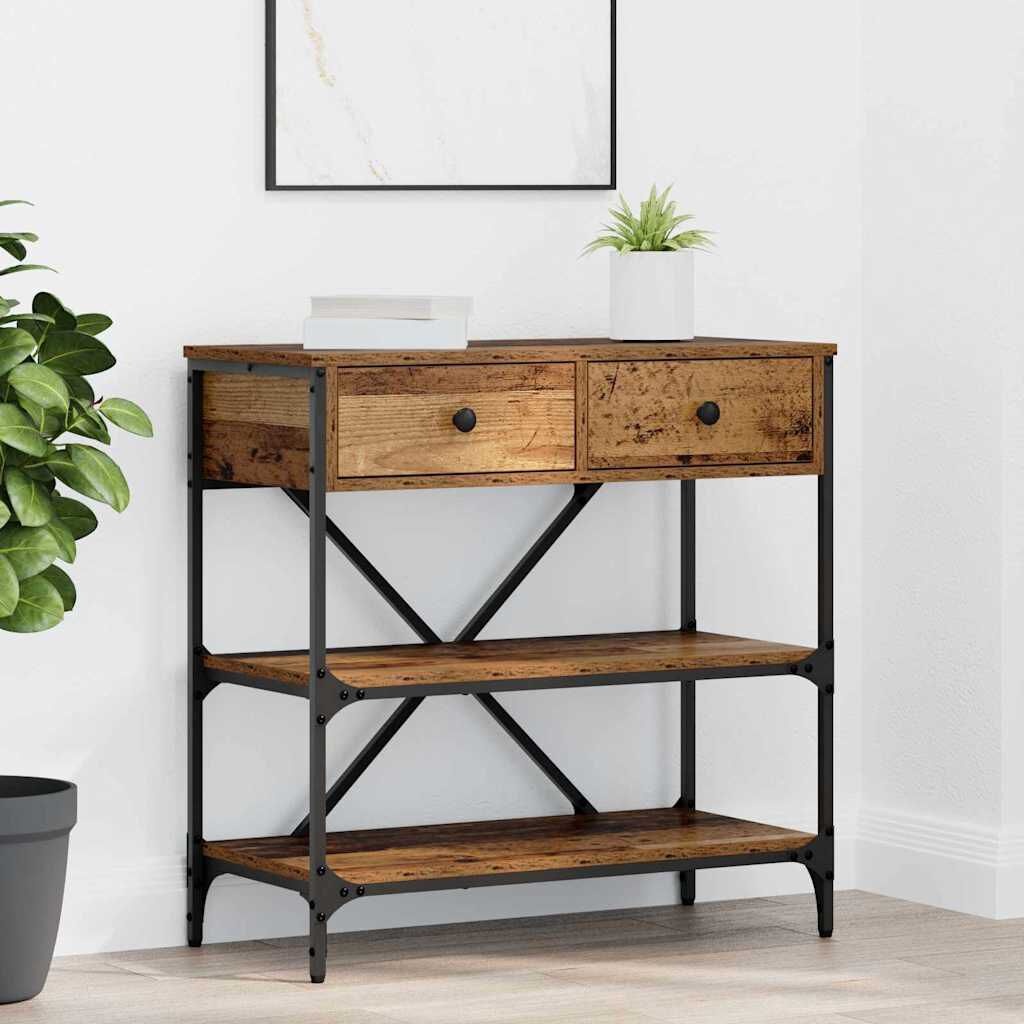 vidaXL Wandtafel met lade met plank Anders met opslag Oud hout