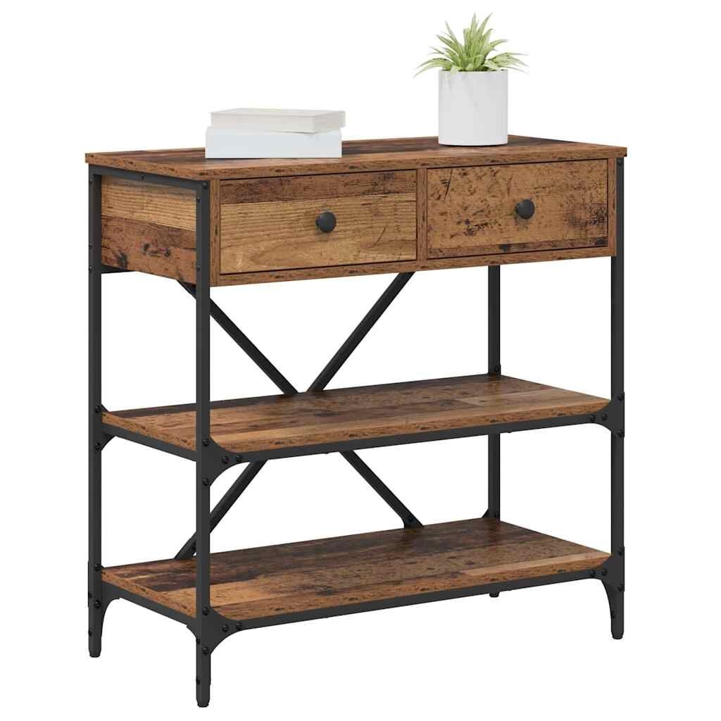 vidaXL Wandtafel met lade met plank Anders met opslag Oud hout