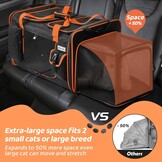 Odoland Extra Large Pet Carriers for 2 Cats Expandable Foldable Cat Travel Carrier with Cat Litter Box - Portable Dog and Cat Transport Carrier with Soft Sides for Car Travel with
