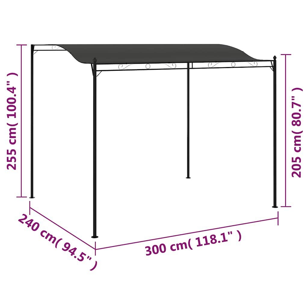 vidaXL Zonneluifel 3x2,4 m antraciet