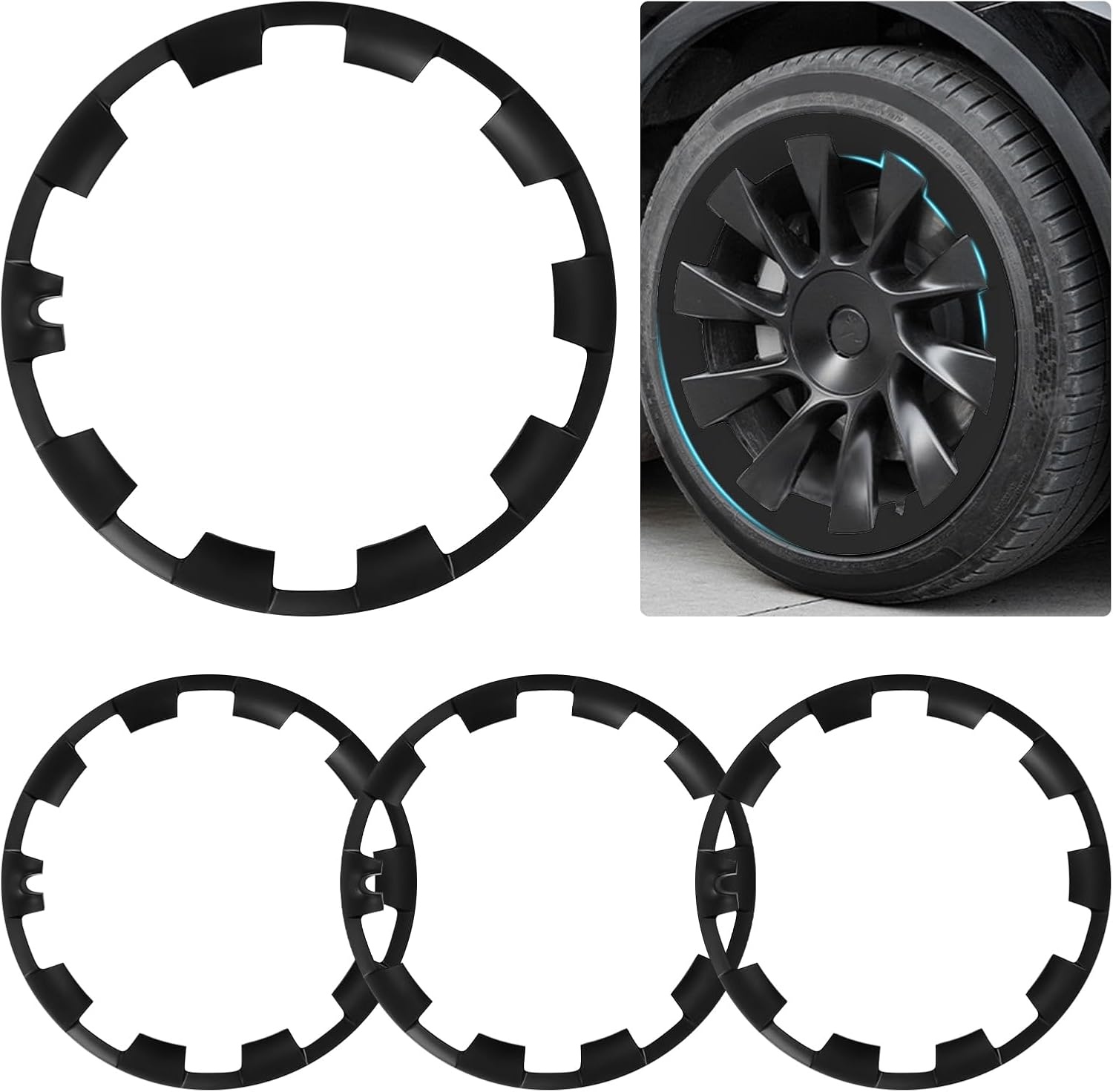商品名称 Velgbescherming voor Tesla Model Y 20 inch 2017-2024, 4 stuks ABS-velg naafdop velgbescherming afdekking, velgenpatch, bescherming, kras, curb, rashwiel, trim