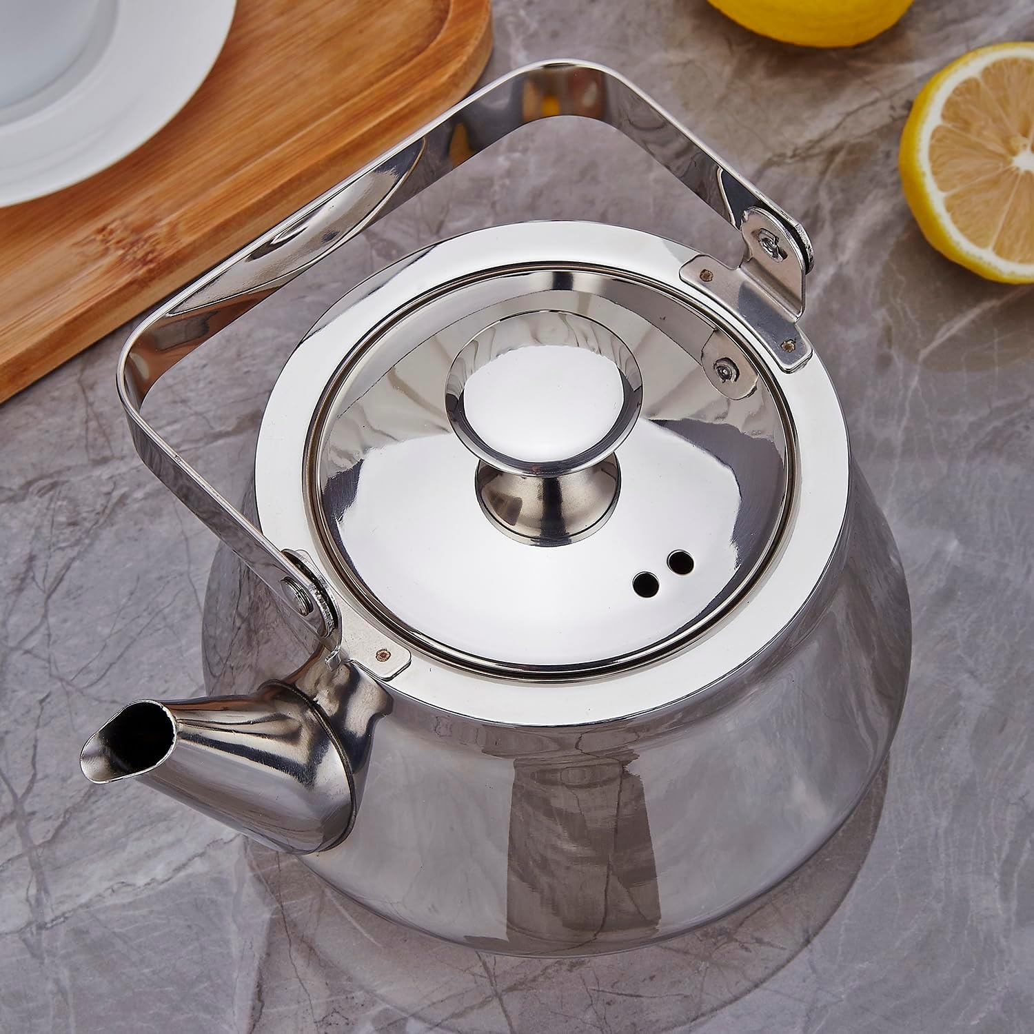 SANQIAHOME 1.2 litre roestvrijstalen theepot met Infuser Een moderne, minimalistische stijl