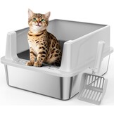 Kattenbak RVS voor Kittens - 18L, Hoge Rand, Lekvrij, Incl. Schep - 33% Korting!