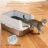 Kattenbak RVS voor Kittens - 18L, Hoge Rand, Lekvrij, Incl. Schep - 33% Korting!