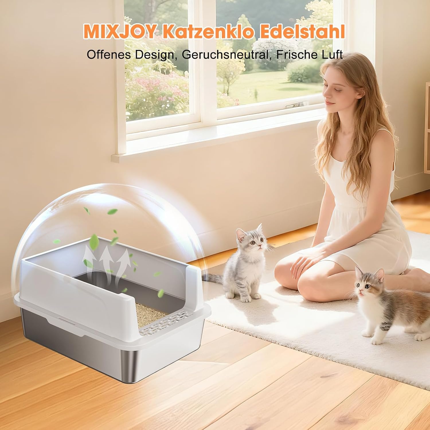 Kattenbak RVS voor Kittens - 18L, Hoge Rand, Lekvrij, Incl. Schep - 33% Korting!