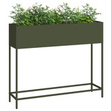 Olijfgroene Plantenbak Staal 100x26x82cm - 34% Korting