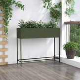 Olijfgroene Plantenbak Staal 100x26x82cm - 34% Korting