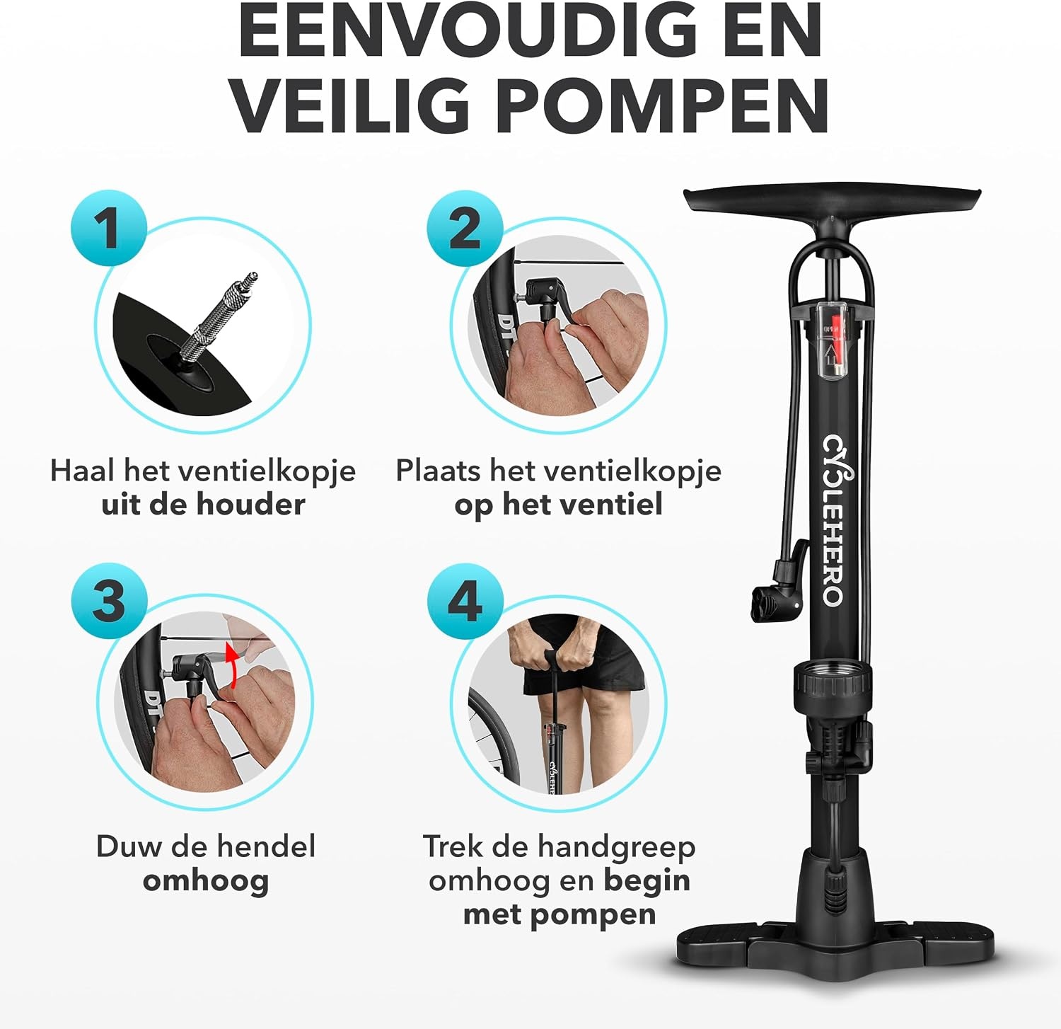 Fietspomp Voetpomp met Drukmeter | 58% Korting | Universeel voor alle ventielen