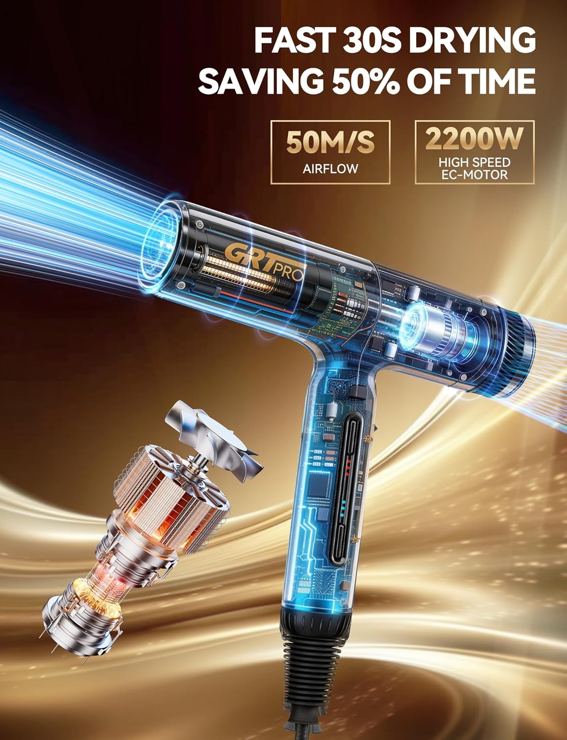 Professionele Ionische Föhn 2200W Zwart | 110.000 RPM | Met Diffuser | -60% Korting
