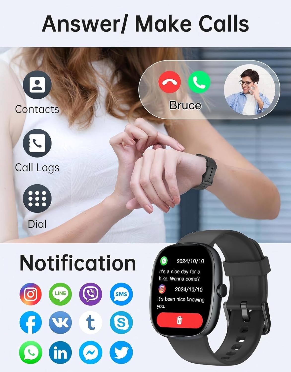 Smartwatch Dames Heren Bellen Hartslag IP68 - 33% Korting